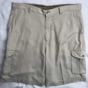 Tommy Bahama Cargo Shorts Men 36 Beige Silk Flat Front‎ Pockets
